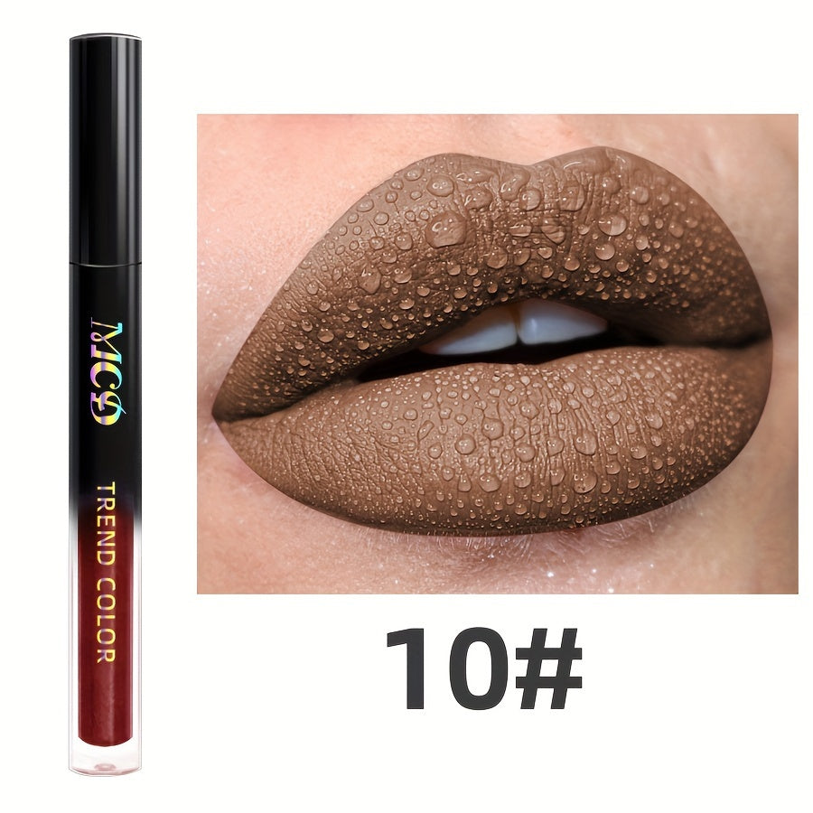 Long-Lasting Matte Lip Glaze - Non-Stick, High Pigment Lip Mud in Black, Green, Blue, White, Pink, Rose, Brown, Purple Shades for All Skin Types, Highlighter, Lip Oil, Glossy