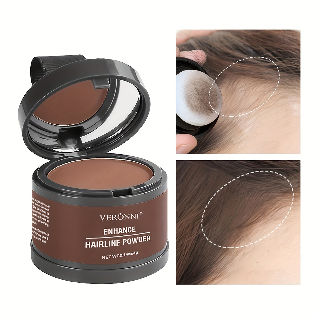 Hairline Shadow Powder, Stain-Proof, Instantly Conceal Hairline And Hair Root, Waterproof Hairline Powder Filler For Natural Look, with plant squalane