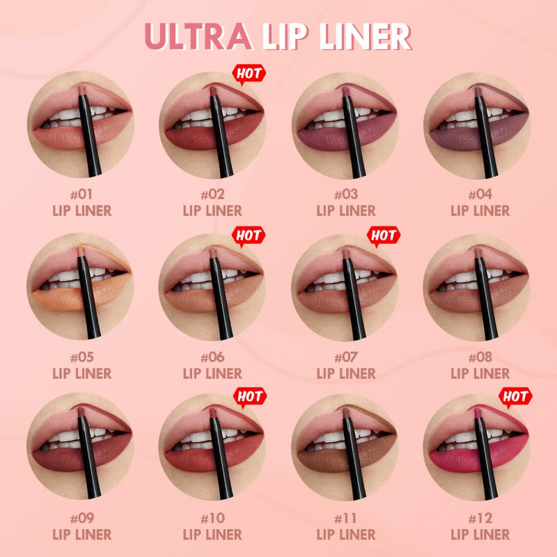 Waterproof Matte Lipliner Pencil Red Contour Tint Lipstick Long Lasting Non-stick Cup Moisturising Lips Makeup Cosmetic 12 Colors Valentine's Day Gifts