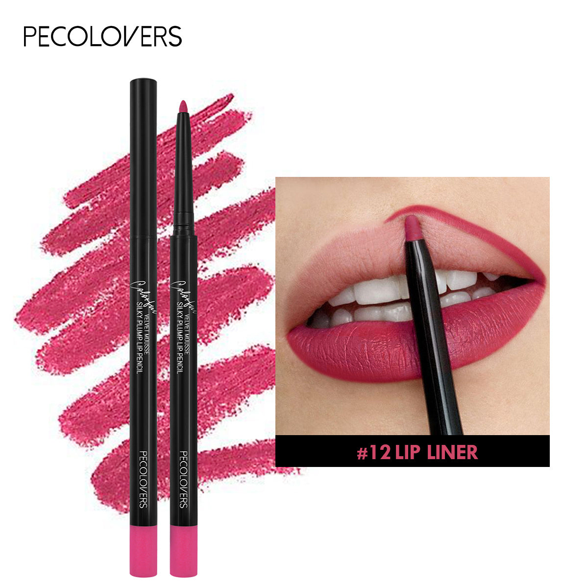 Waterproof Matte Lipliner Pencil Red Contour Tint Lipstick Long Lasting Non-stick Cup Moisturising Lips Makeup Cosmetic 12 Colors Valentine's Day Gifts