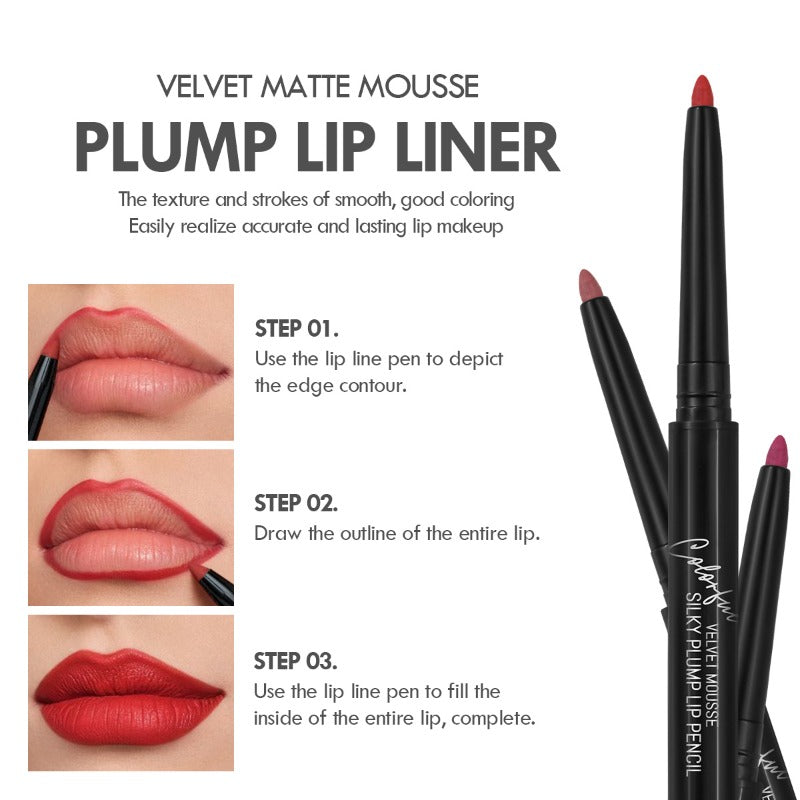 Waterproof Matte Lipliner Pencil Red Contour Tint Lipstick Long Lasting Non-stick Cup Moisturising Lips Makeup Cosmetic 12 Colors Valentine's Day Gifts