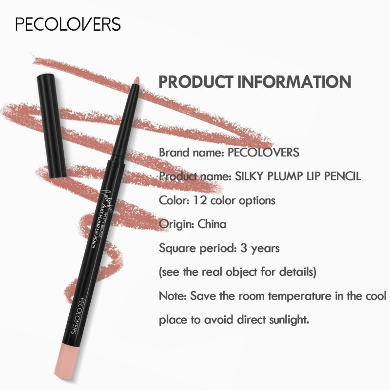 Waterproof Matte Lipliner Pencil Red Contour Tint Lipstick Long Lasting Non-stick Cup Moisturising Lips Makeup Cosmetic 12 Colors Valentine's Day Gifts