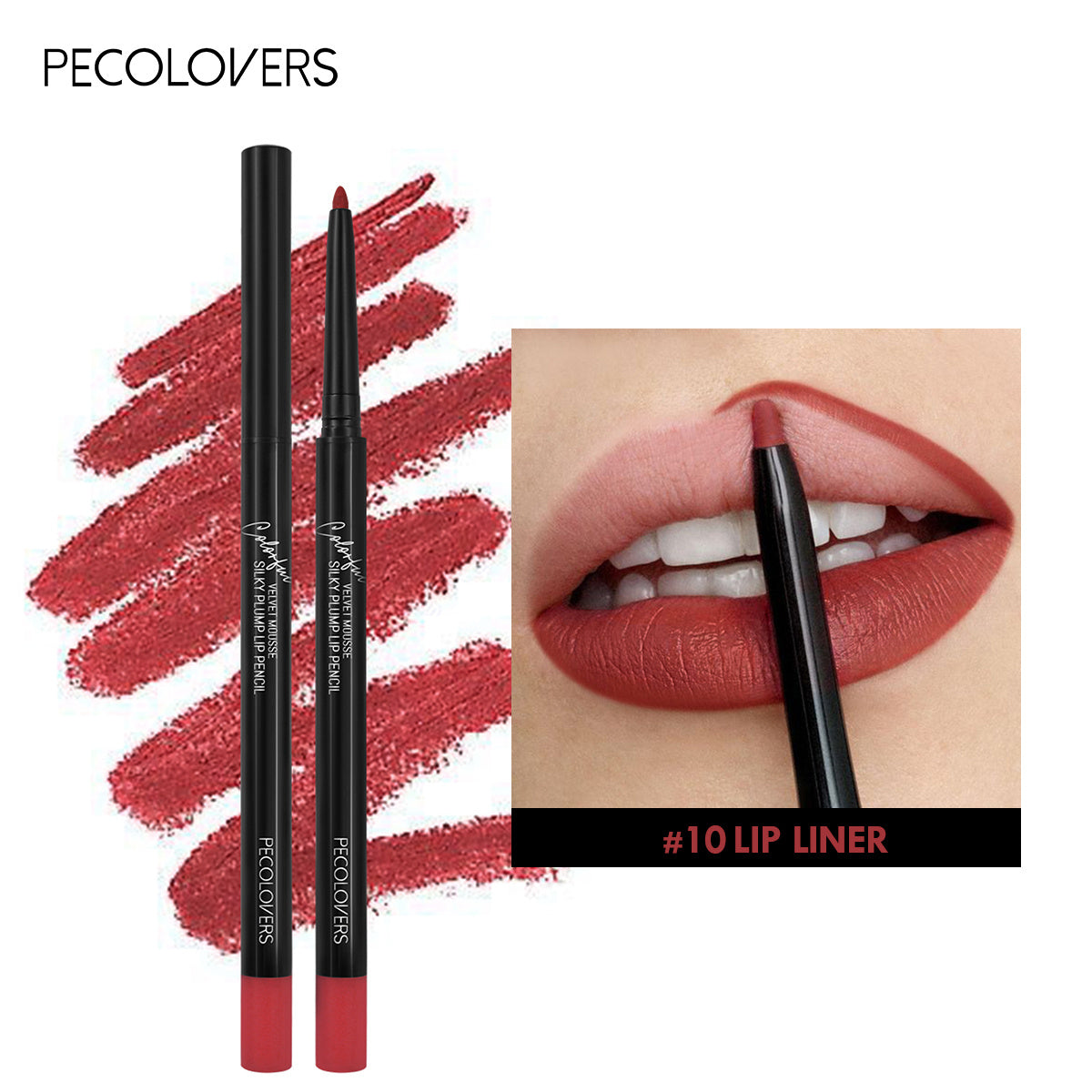 Waterproof Matte Lipliner Pencil Red Contour Tint Lipstick Long Lasting Non-stick Cup Moisturising Lips Makeup Cosmetic 12 Colors Valentine's Day Gifts