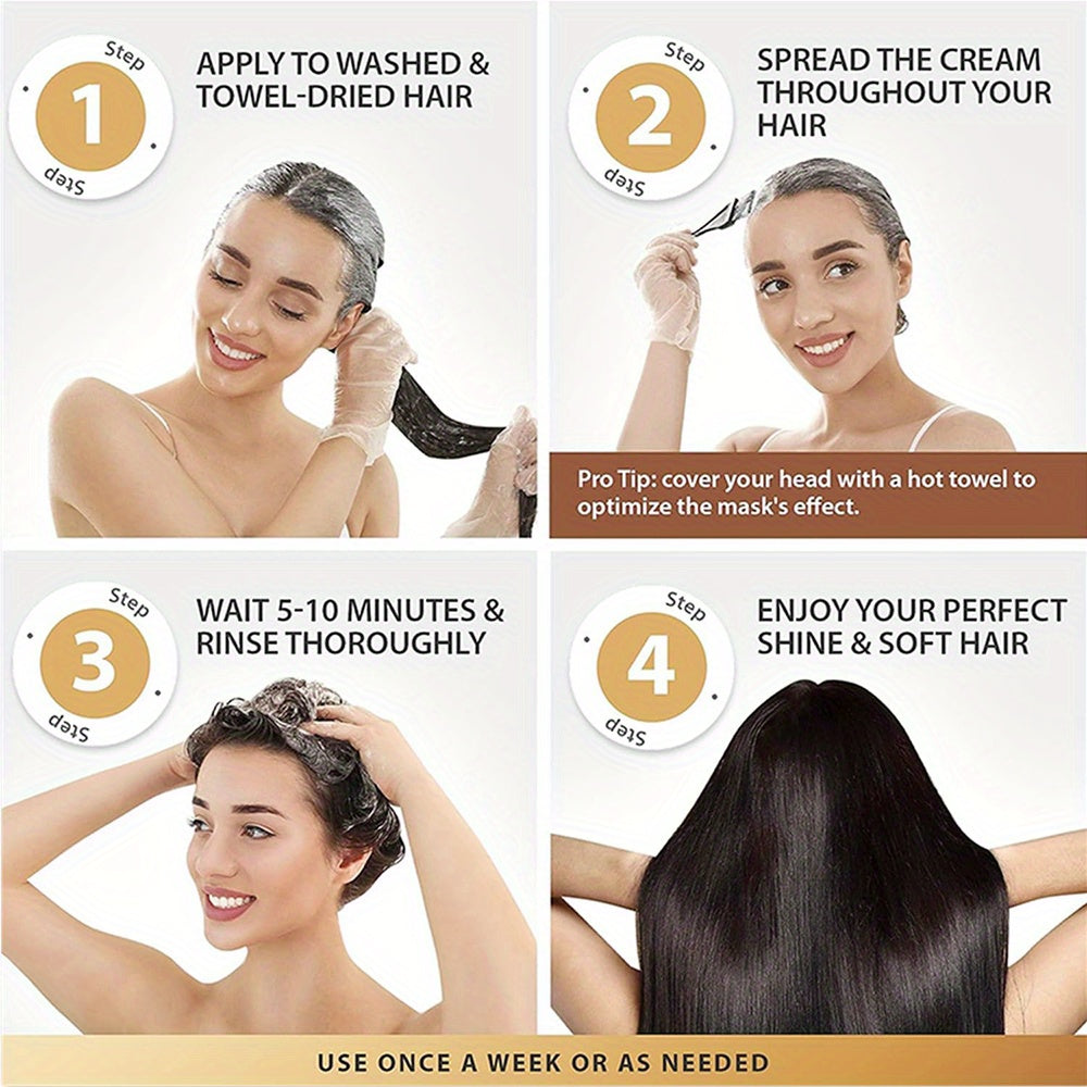 2-Pack GZE Collagen Keratin Hair Mask, 8oz Each, Deep Conditioning Treatment for Dry, Damaged Hair, Restores Elasticity with Argan, Coconut & Shea Butter, Moisturizing for Normal Hair Style