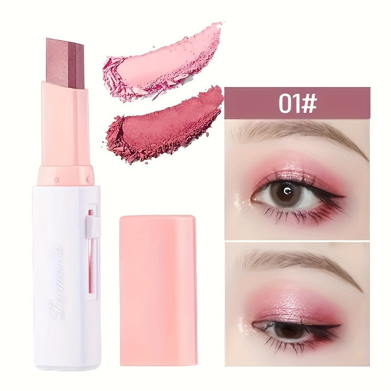 2-color Pearly Glitter Eyeshadow Stick, Waterproof, Sweat-proof, Smudge Proof, Long-lasting, Colorfast Eyeshadow Stick, Essential Cosmetics For Going Out, Perfect Gift For Music Festival, Plant Squalane