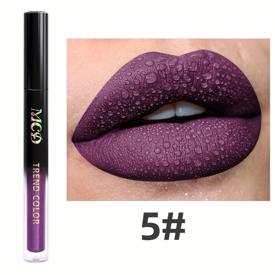 Long-Lasting Matte Lip Glaze - Non-Stick, High Pigment Lip Mud in Black, Green, Blue, White, Pink, Rose, Brown, Purple Shades for All Skin Types, Highlighter, Lip Oil, Glossy