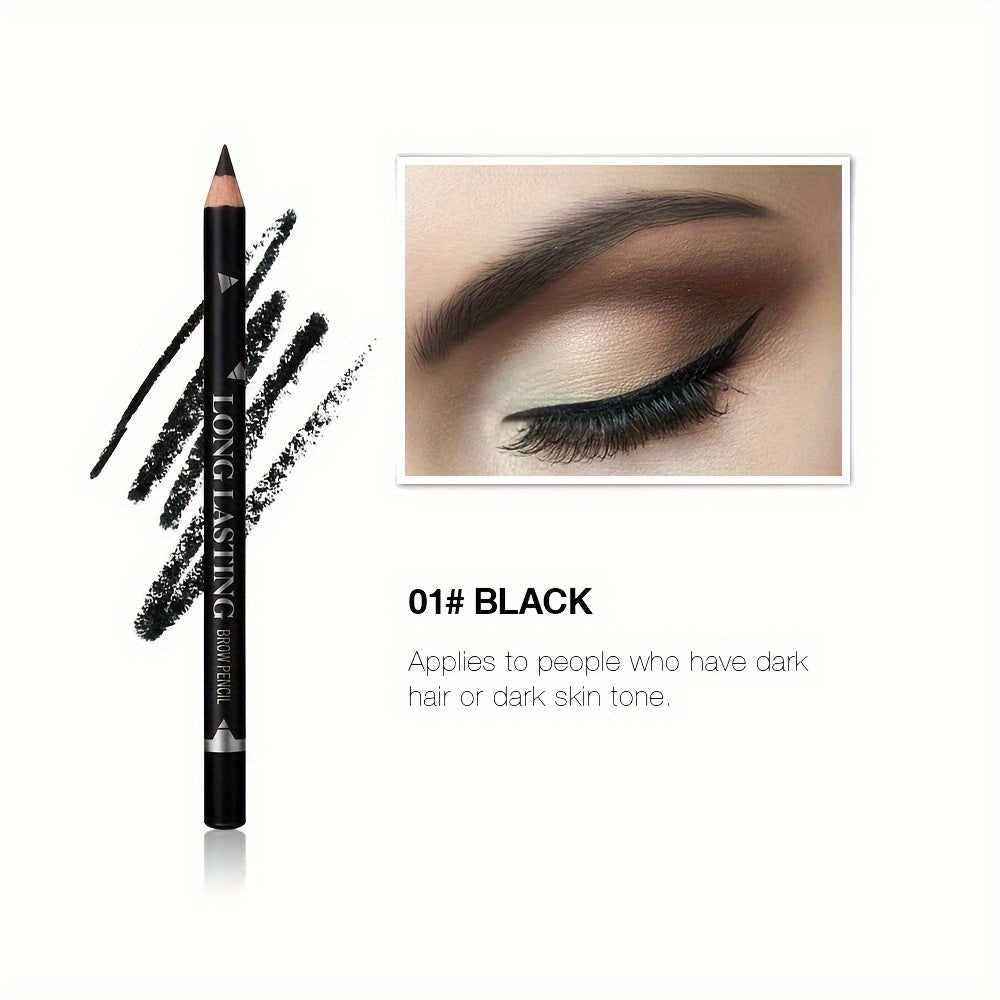 Highly Pigmented Waterproof Eyebrow Pencil - Smudge & Sweat Proof - Long-Lasting, Natural Look - Black Dark Brown Shade - Easy, Flawless Application