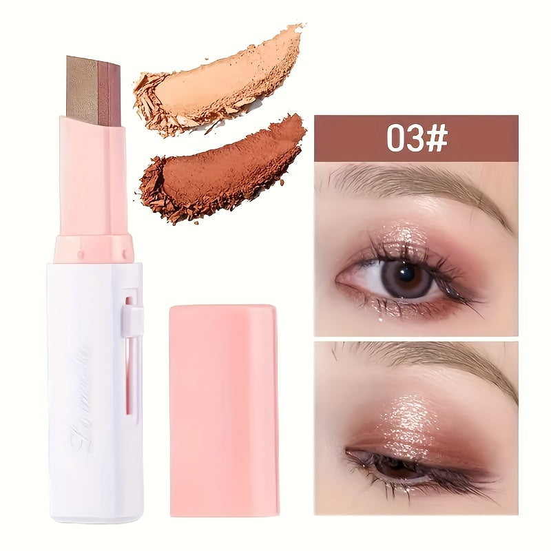 2-color Pearly Glitter Eyeshadow Stick, Waterproof, Sweat-proof, Smudge Proof, Long-lasting, Colorfast Eyeshadow Stick, Essential Cosmetics For Going Out, Perfect Gift For Music Festival, Plant Squalane