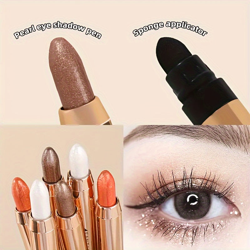 Double-Headed Shimmer Eyeshadow Stick - Glitter Highlighter, Contouring, Brightening, Lazy Makeup - Plant Squalane Formula, Moisturizing, Long-Lasting, Easy to Use