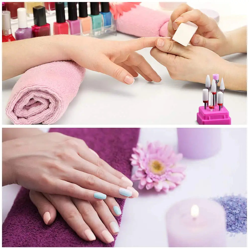 7Pcs Ceramic Nail Drill Bits Set for Nails Gel Polish Cuticle Manicure Milling Cutter For Manicure Kits Tools with Holder