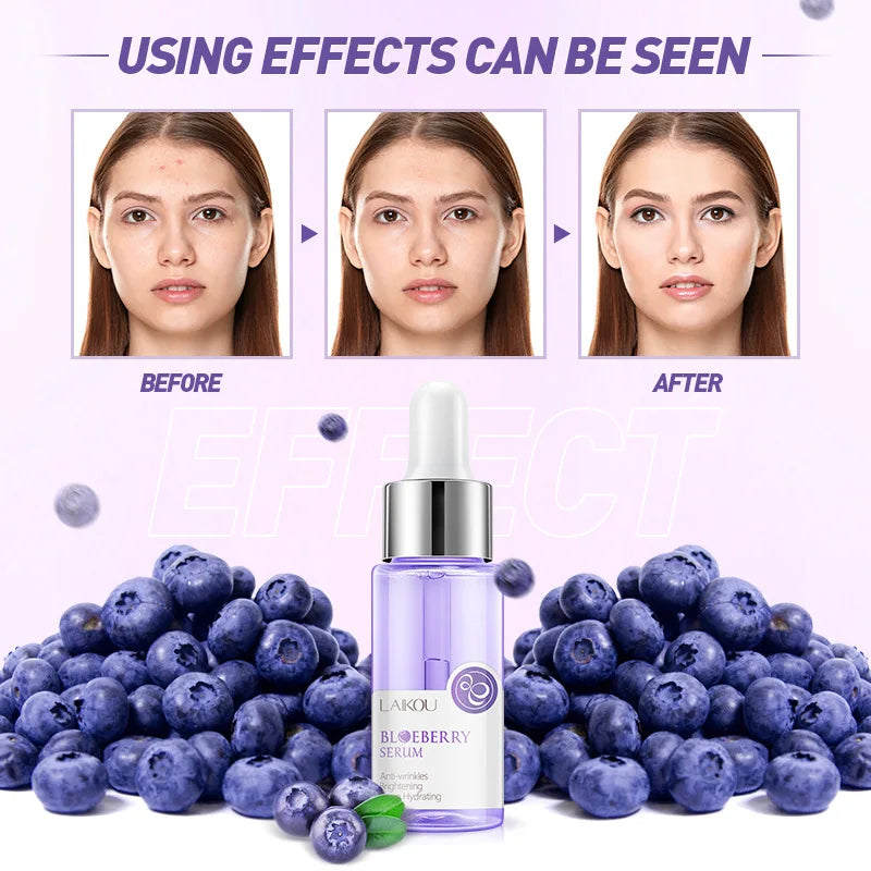 LAIKOU Blueberry Facial Serum Moisturing Skin Hydrating Repair Skin Improve Roughness Smoothing Hyaluronic Acid Skin Care