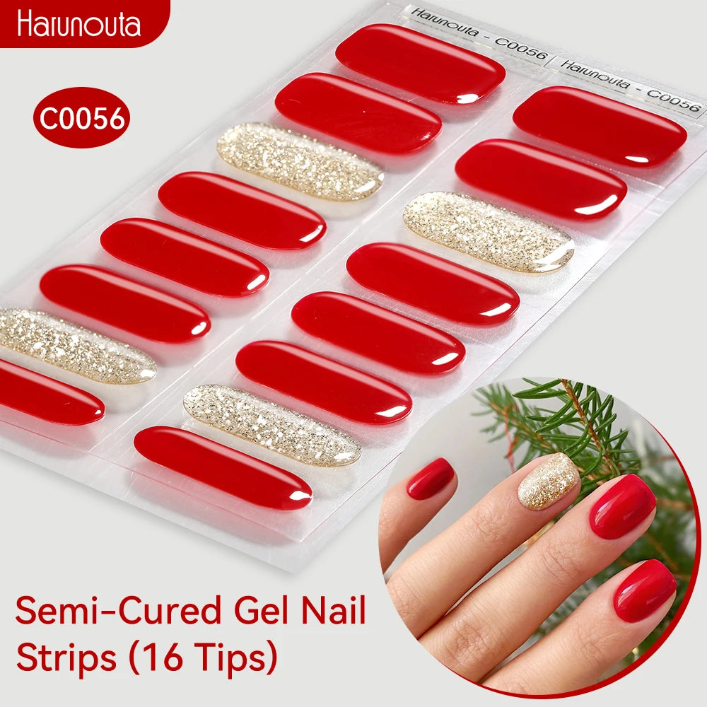 Gradient Auroras Semi Cured Gel Nail Strips Sparkly Shinning DIY Gel Polish Stickers for Nails Works with UV/LED Nail Lamps