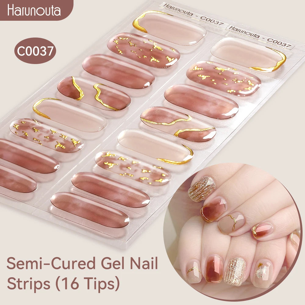 Gradient Auroras Semi Cured Gel Nail Strips Sparkly Shinning DIY Gel Polish Stickers for Nails Works with UV/LED Nail Lamps