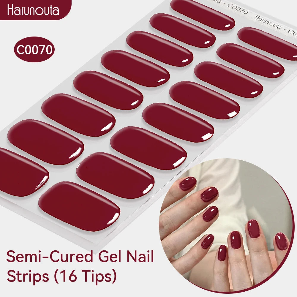 Gradient Auroras Semi Cured Gel Nail Strips Sparkly Shinning DIY Gel Polish Stickers for Nails Works with UV/LED Nail Lamps