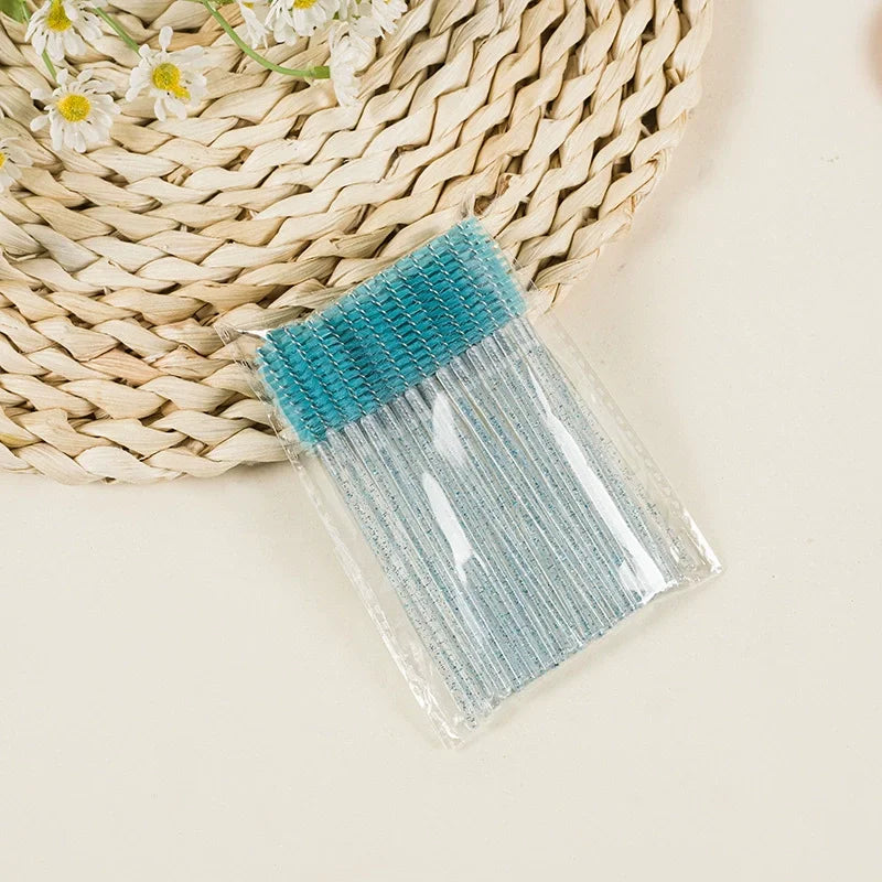 50Pcs Disposable Eyelash Extension Brushes Eyebrow Eye Lash Brush Spoolies Mascara Wands With Container Case Beauty Makeup Tools