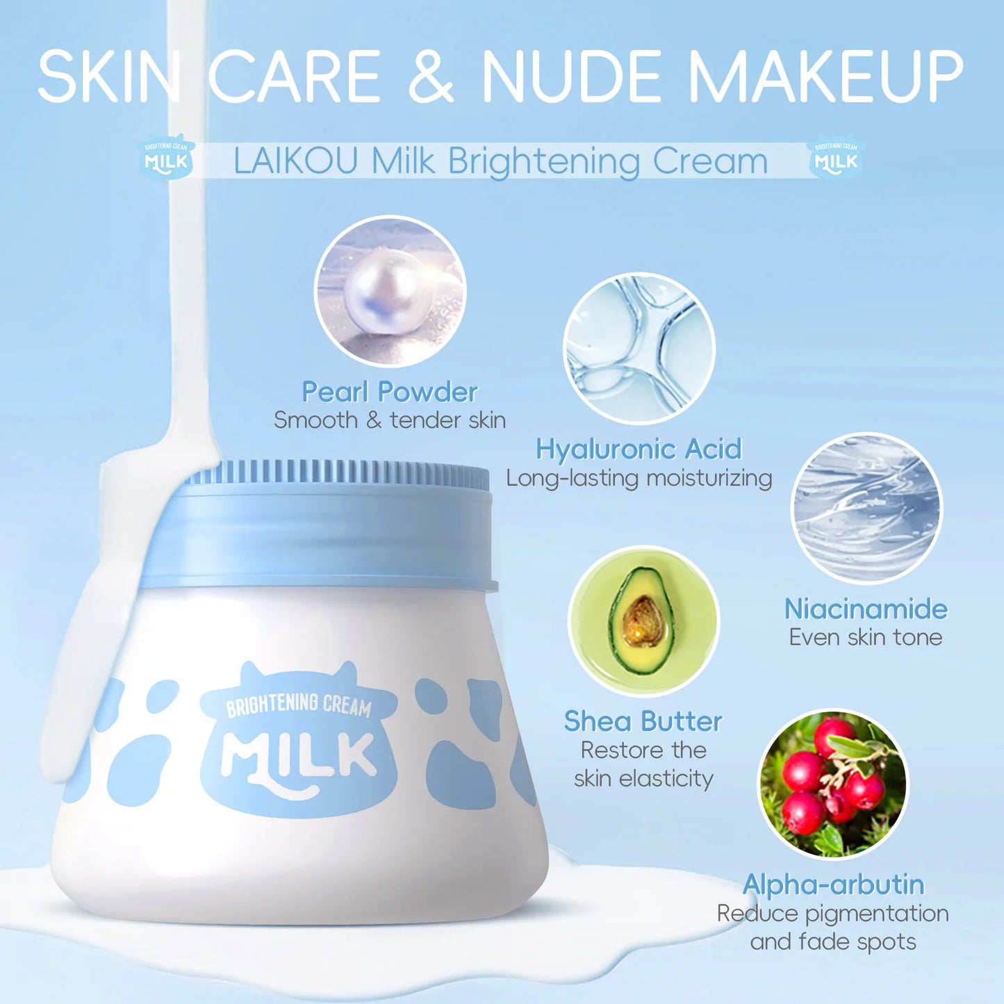LAIKOU Milk Makeup Cream Brightening Cream 55g Base Brightening Cream
