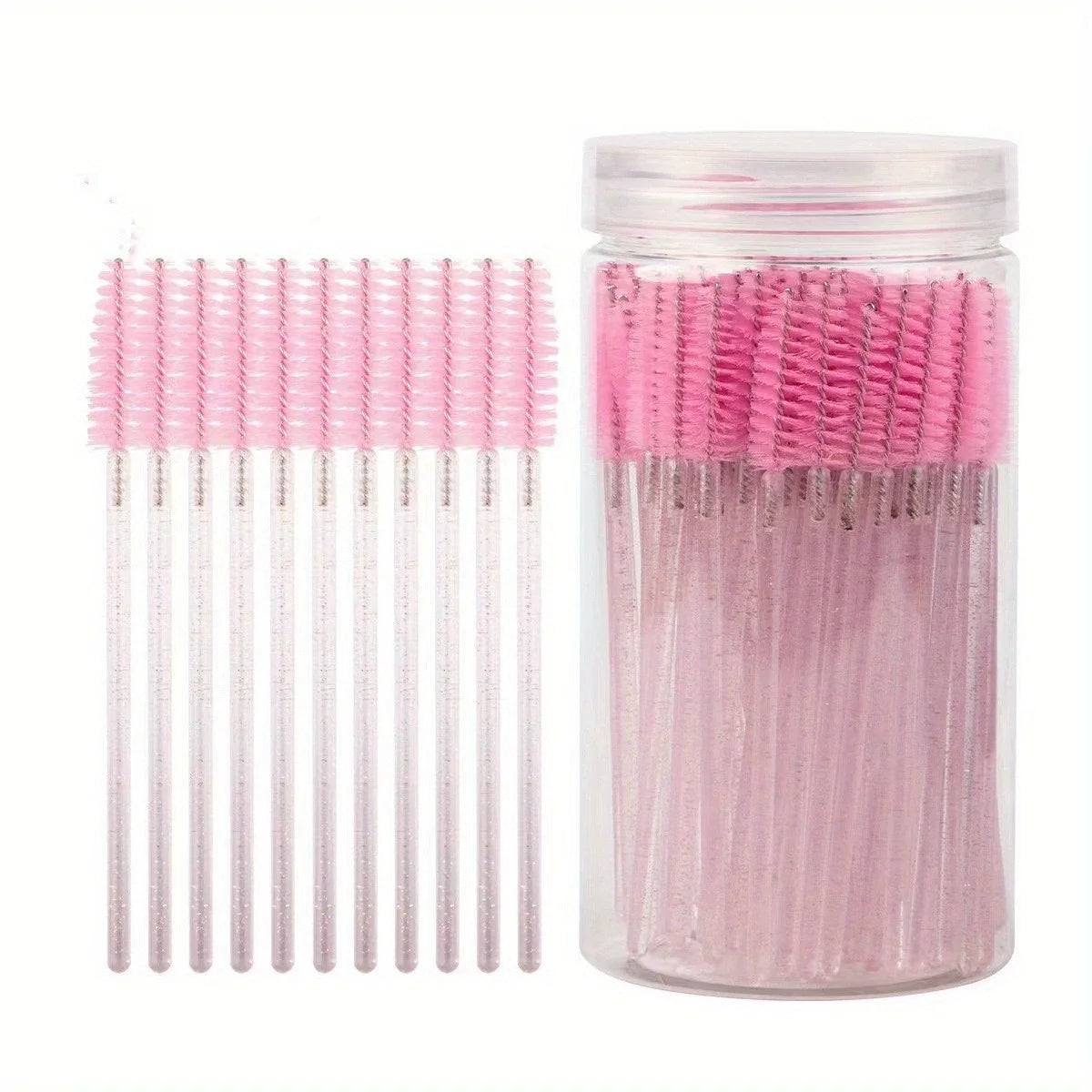 50Pcs Disposable Eyelash Extension Brushes Eyebrow Eye Lash Brush Spoolies Mascara Wands With Container Case Beauty Makeup Tools