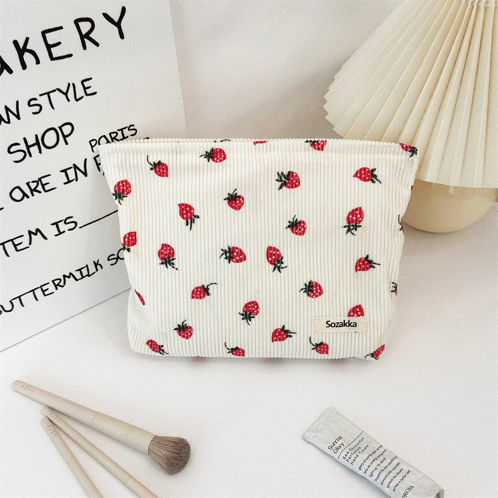 Makeup bag NEW SIMPLE corduroy SMALL PUT IN BAG WASH BAG LARGE capacity women 's skincare storage bag A-DH