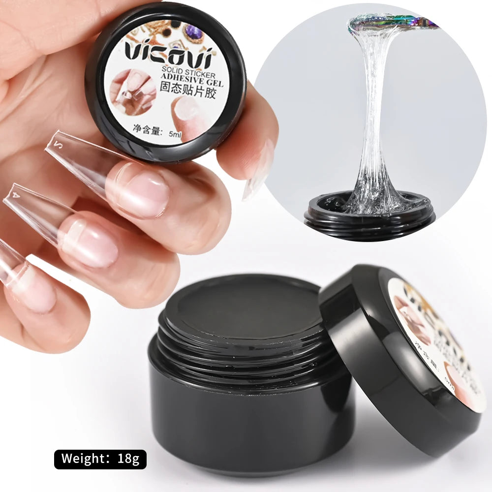 5ML Easy Stick Solid Nail Patch Gel No-Flowing Modelling Stick Tips Clear Nail Gel Gummy Adhesive Bond UV Nail Glue GY031&*