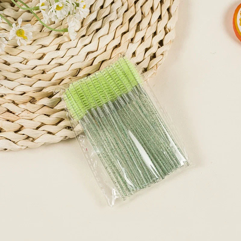 50Pcs Disposable Eyelash Extension Brushes Eyebrow Eye Lash Brush Spoolies Mascara Wands With Container Case Beauty Makeup Tools