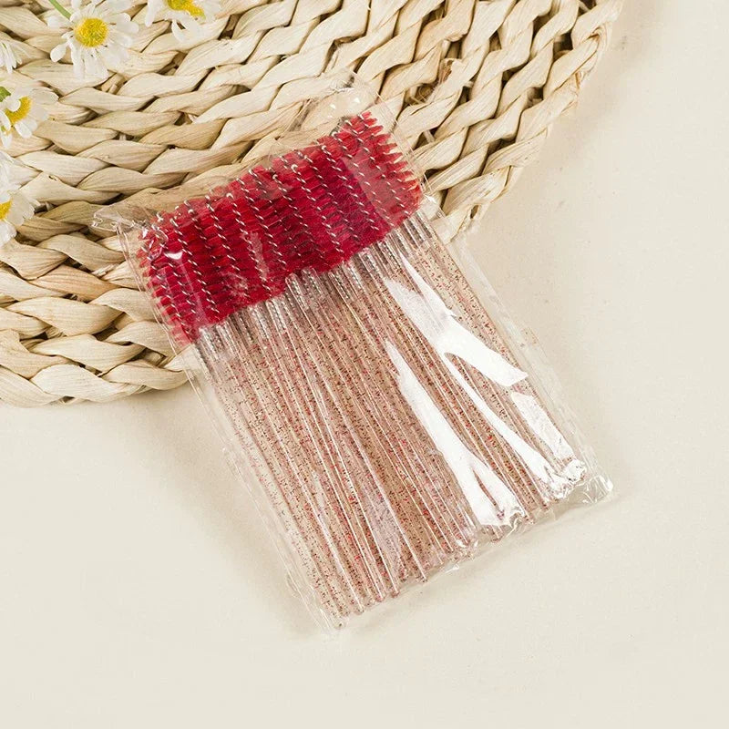 50Pcs Disposable Eyelash Extension Brushes Eyebrow Eye Lash Brush Spoolies Mascara Wands With Container Case Beauty Makeup Tools