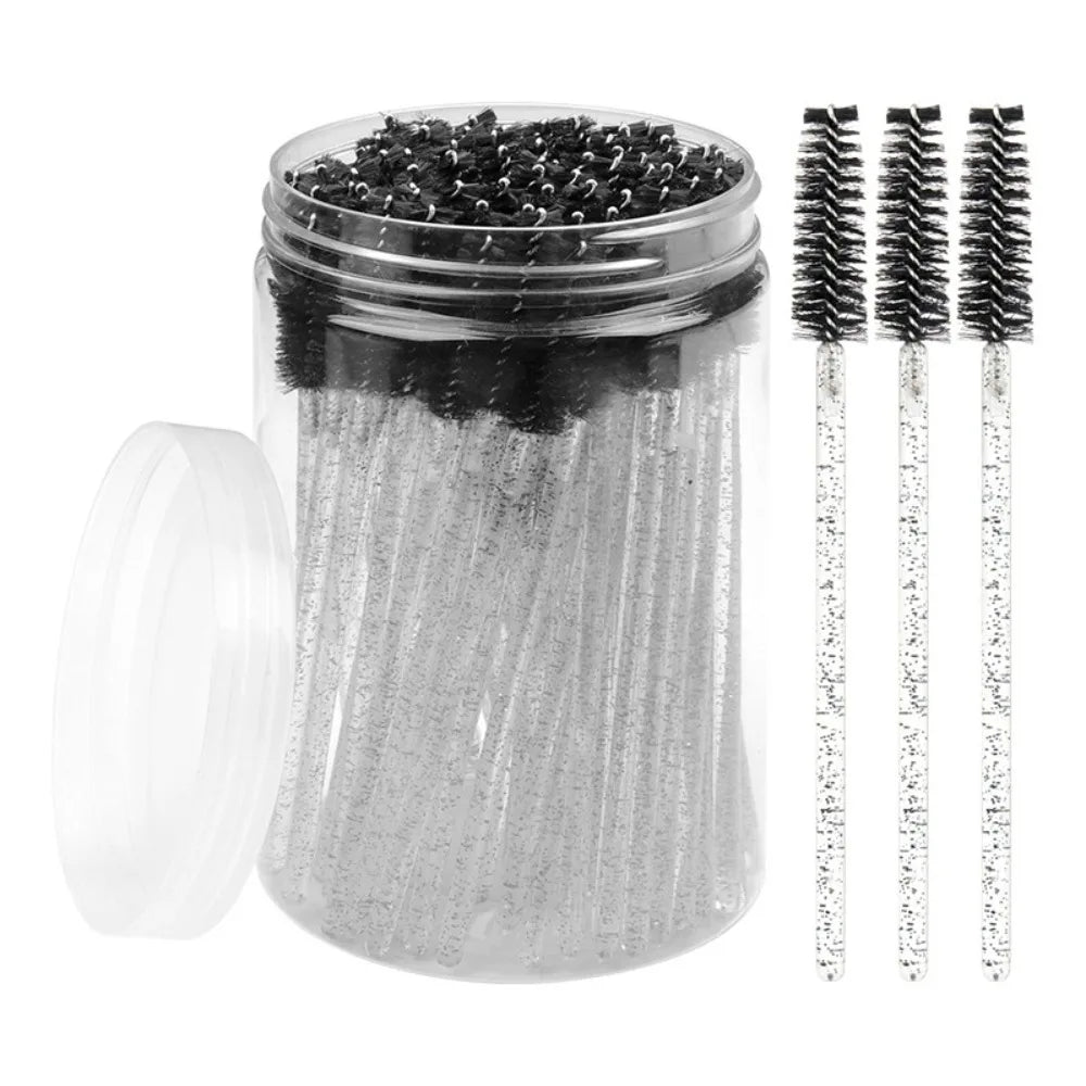 50Pcs Disposable Eyelash Extension Brushes Eyebrow Eye Lash Brush Spoolies Mascara Wands With Container Case Beauty Makeup Tools