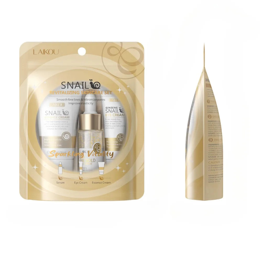 LAIKOU Snail Anti-aging Skin Care Sets 3pcs/set Cleanser Cream Face Cream Moisturizing Facial Set Skincare Face Care Kits
