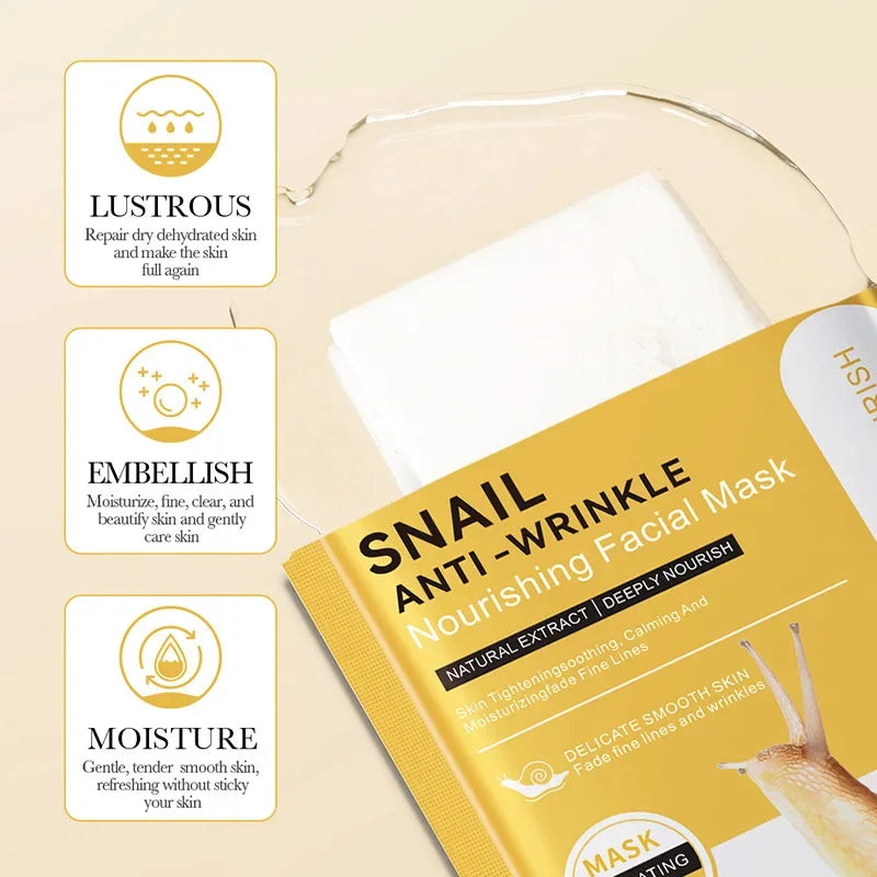 10pcs BIOAQUA Snail Face Mask Moisturizing Brightening Anti-aging Anti Wrinkle skincare Facial Masks Face Sheet Mask Skin Care
