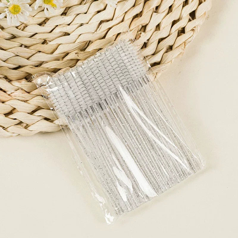 50Pcs Disposable Eyelash Extension Brushes Eyebrow Eye Lash Brush Spoolies Mascara Wands With Container Case Beauty Makeup Tools