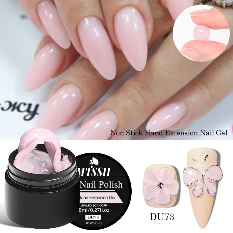 Clear Non-Stick Hand Extension Gel Nail Polish 3D Shaping/Sculpting/Carving UV/LED Gel Milky Jelly Hard Gel Manicure DIY Nails