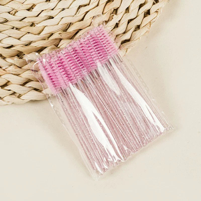 50Pcs Disposable Eyelash Extension Brushes Eyebrow Eye Lash Brush Spoolies Mascara Wands With Container Case Beauty Makeup Tools