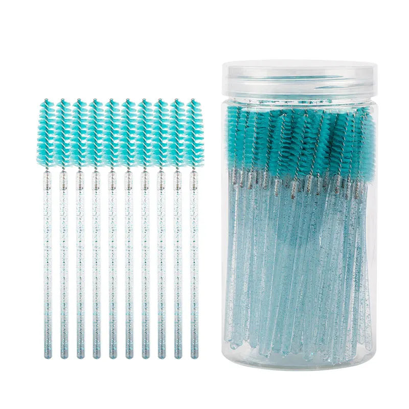 50Pcs Disposable Eyelash Extension Brushes Eyebrow Eye Lash Brush Spoolies Mascara Wands With Container Case Beauty Makeup Tools