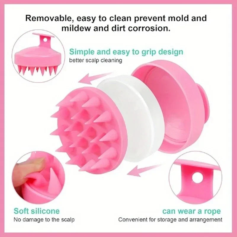 2-in-1 Silicone Scalp Massager & Shampoo Brush - Painless Hair Growth Stimulator for Shower, Gentle Head Spa Tool