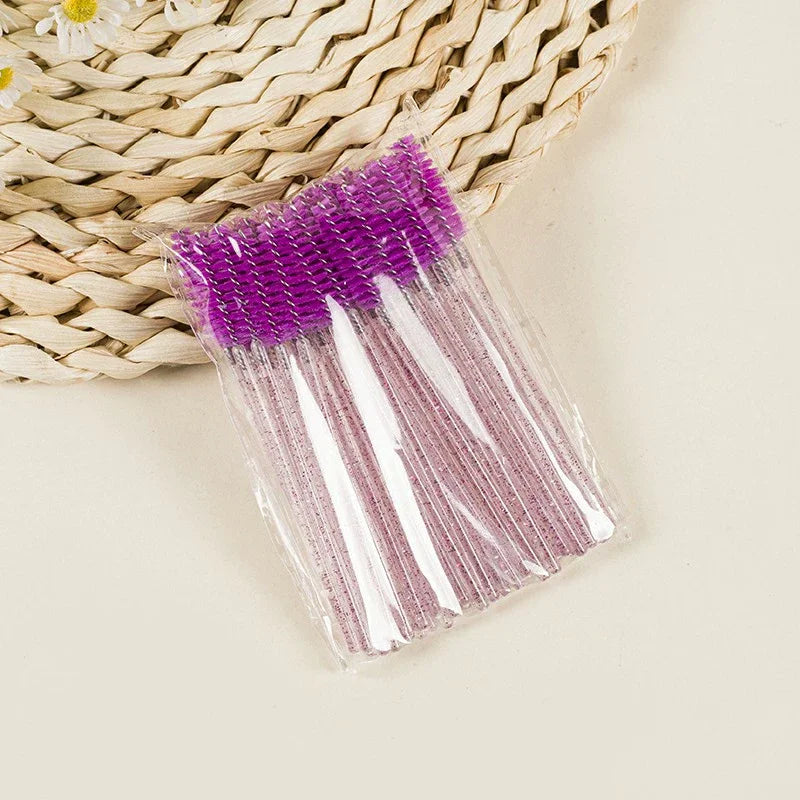 50Pcs Disposable Eyelash Extension Brushes Eyebrow Eye Lash Brush Spoolies Mascara Wands With Container Case Beauty Makeup Tools