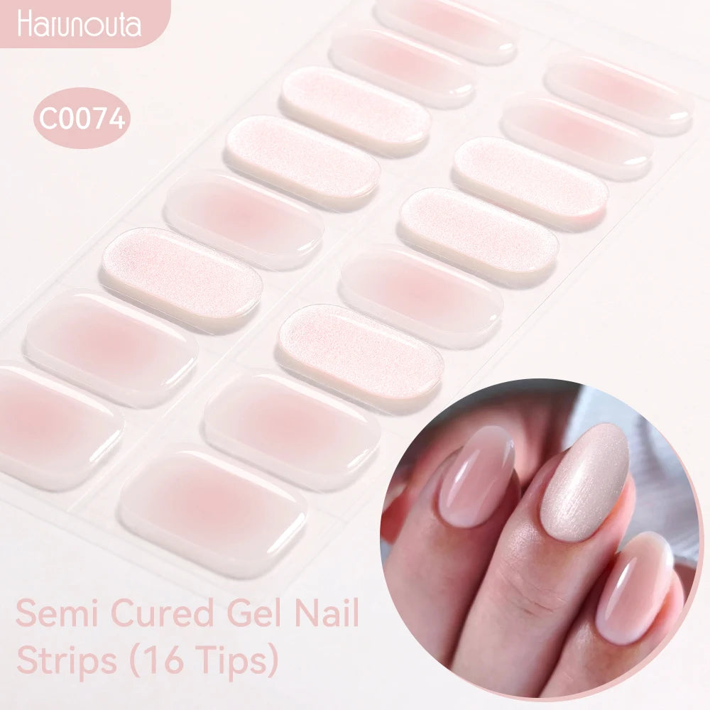 Gradient Auroras Semi Cured Gel Nail Strips Sparkly Shinning DIY Gel Polish Stickers for Nails Works with UV/LED Nail Lamps
