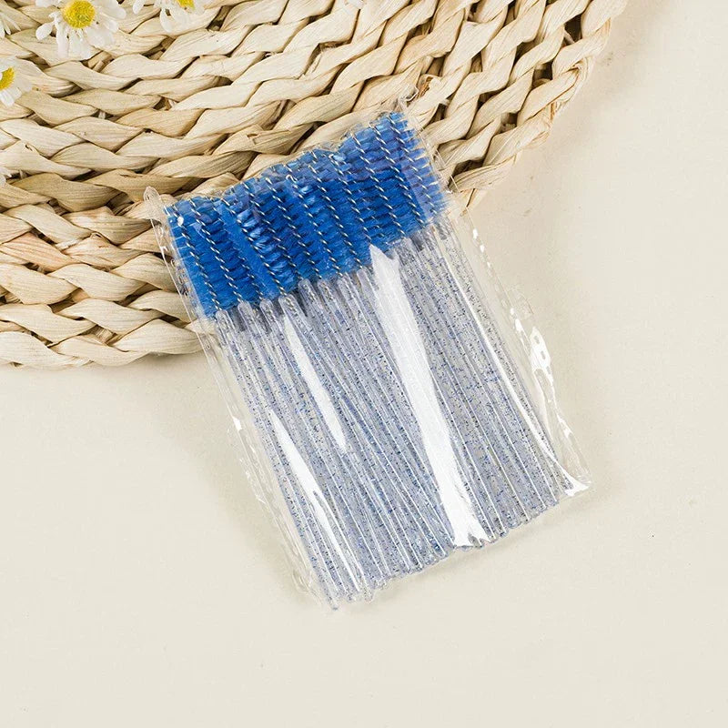 50Pcs Disposable Eyelash Extension Brushes Eyebrow Eye Lash Brush Spoolies Mascara Wands With Container Case Beauty Makeup Tools