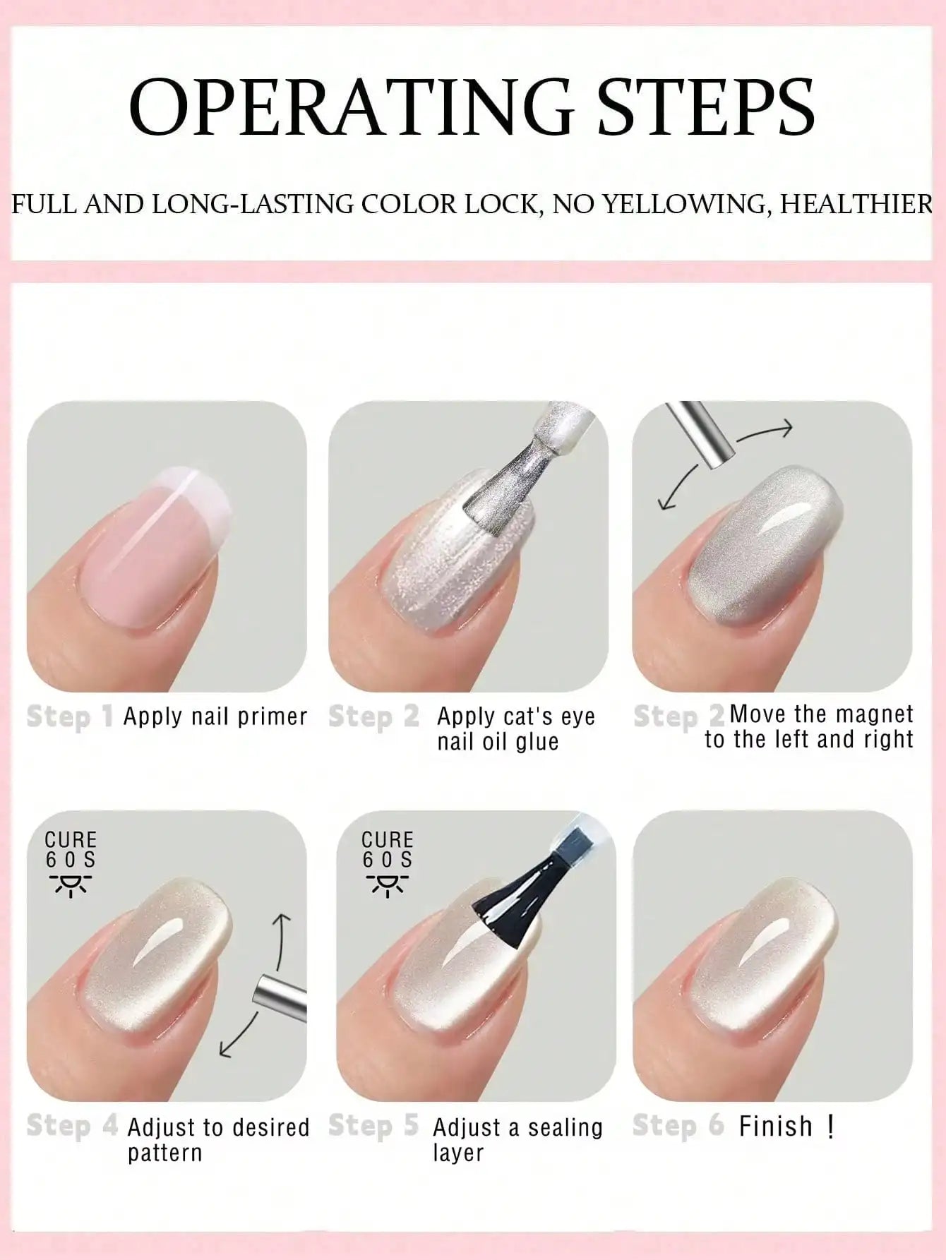 15ml 6Colors Luxury Coffee Cat's Eye Nail Gel Polish Set with Soak Off UVLED Cat Eye Gel Polish Manicure Nail Art Kit