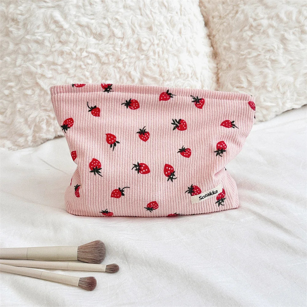 Makeup bag NEW SIMPLE corduroy SMALL PUT IN BAG WASH BAG LARGE capacity women 's skincare storage bag A-DH