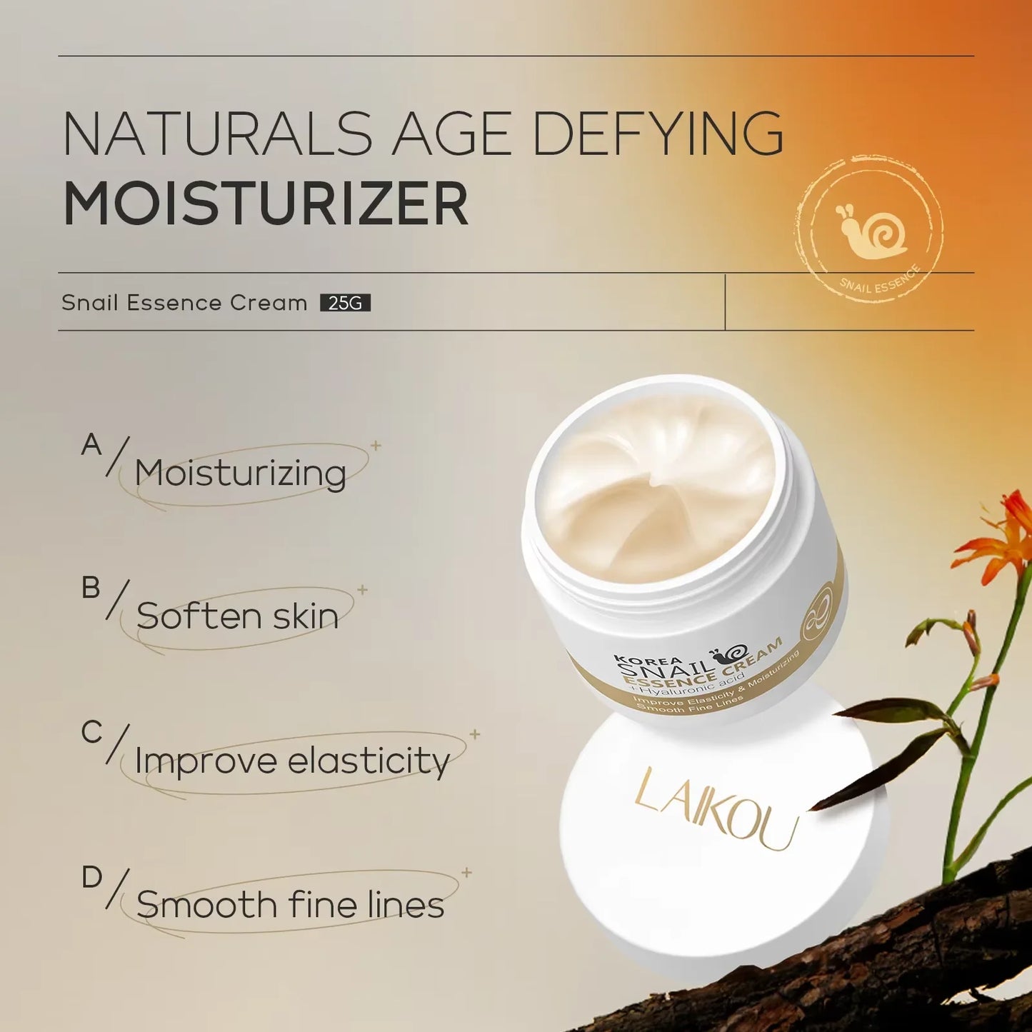 LAIKOU Snail Face Cream Anti-aging Moisturizer Reduce Wrinkle Fine Lines Lifting Firming Nourish Repair Damaged Skin 25g