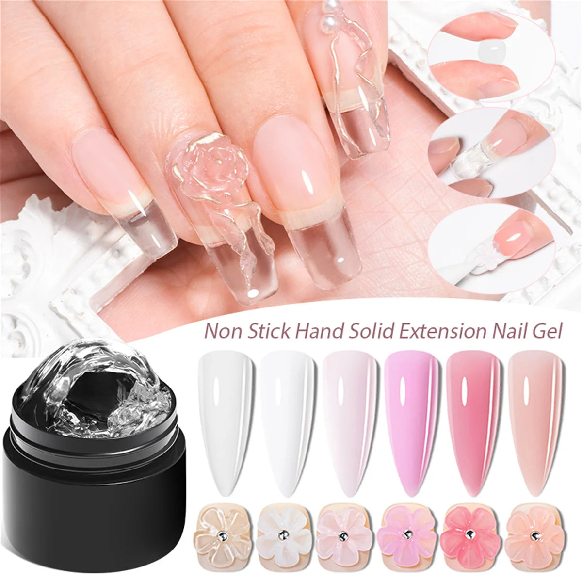 Clear Non-Stick Hand Extension Gel Nail Polish 3D Shaping/Sculpting/Carving UV/LED Gel Milky Jelly Hard Gel Manicure DIY Nails