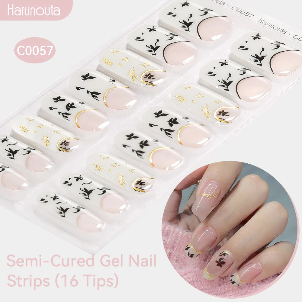 Gradient Auroras Semi Cured Gel Nail Strips Sparkly Shinning DIY Gel Polish Stickers for Nails Works with UV/LED Nail Lamps