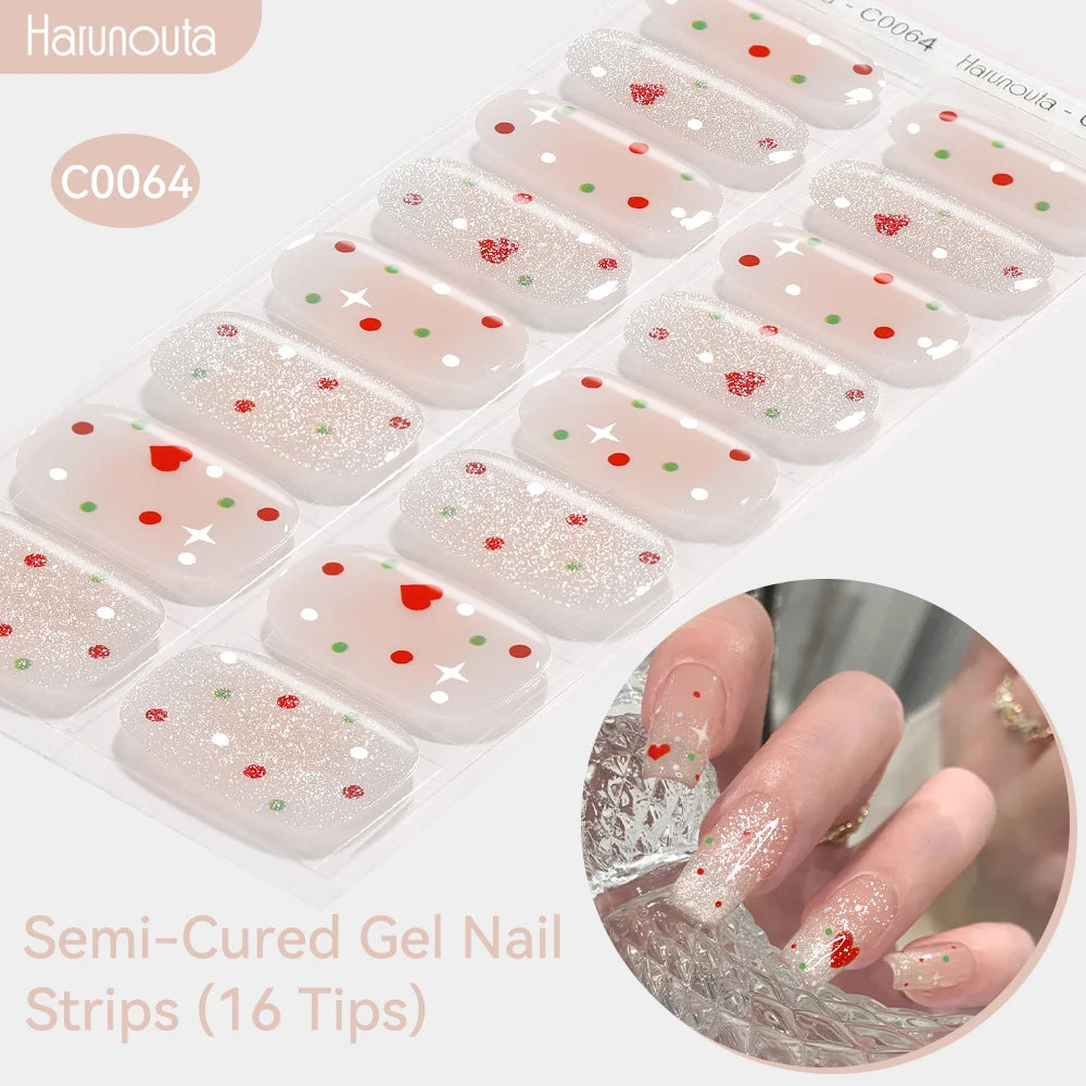 Gradient Auroras Semi Cured Gel Nail Strips Sparkly Shinning DIY Gel Polish Stickers for Nails Works with UV/LED Nail Lamps