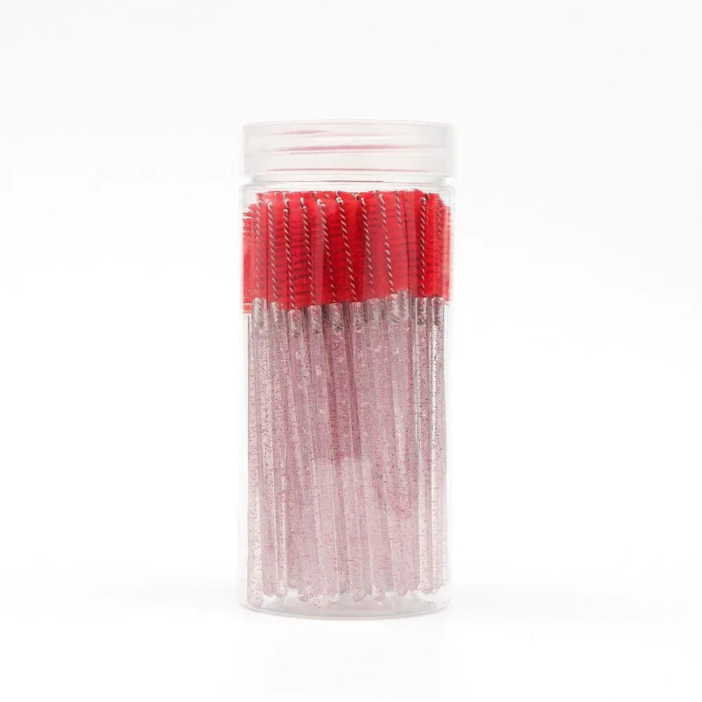 50Pcs Disposable Eyelash Extension Brushes Eyebrow Eye Lash Brush Spoolies Mascara Wands With Container Case Beauty Makeup Tools