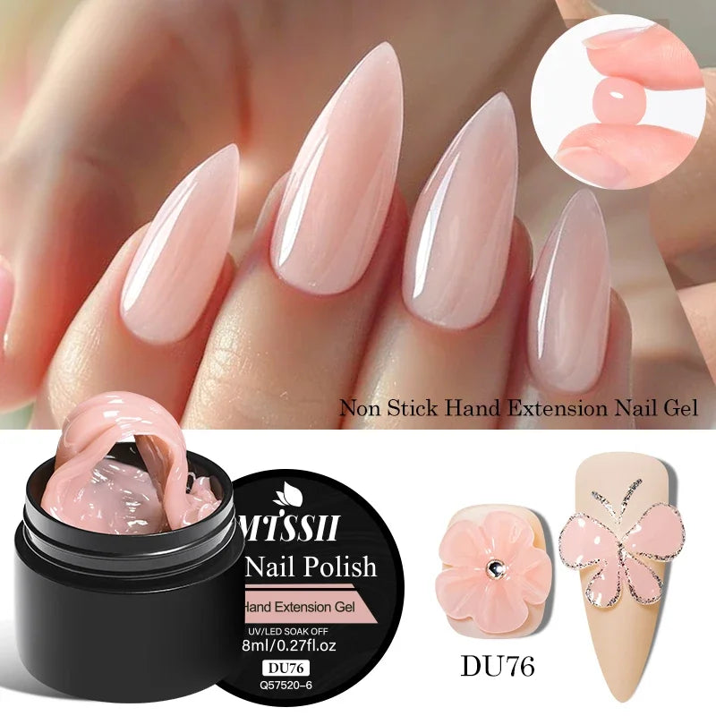 Clear Non-Stick Hand Extension Gel Nail Polish 3D Shaping/Sculpting/Carving UV/LED Gel Milky Jelly Hard Gel Manicure DIY Nails