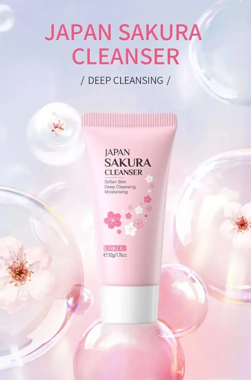 LAIKOU Facial Cleanser Foam Face Wash Remove Blackhead Moisturizing Shrink Pores Deep Cleaning Oil Control Skin Care 50g