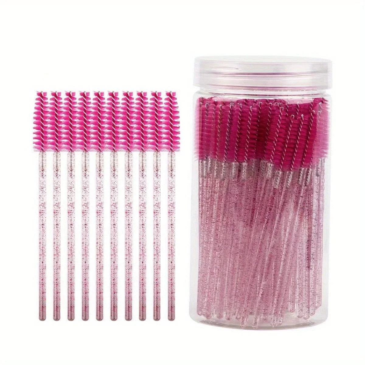 50Pcs Disposable Eyelash Extension Brushes Eyebrow Eye Lash Brush Spoolies Mascara Wands With Container Case Beauty Makeup Tools