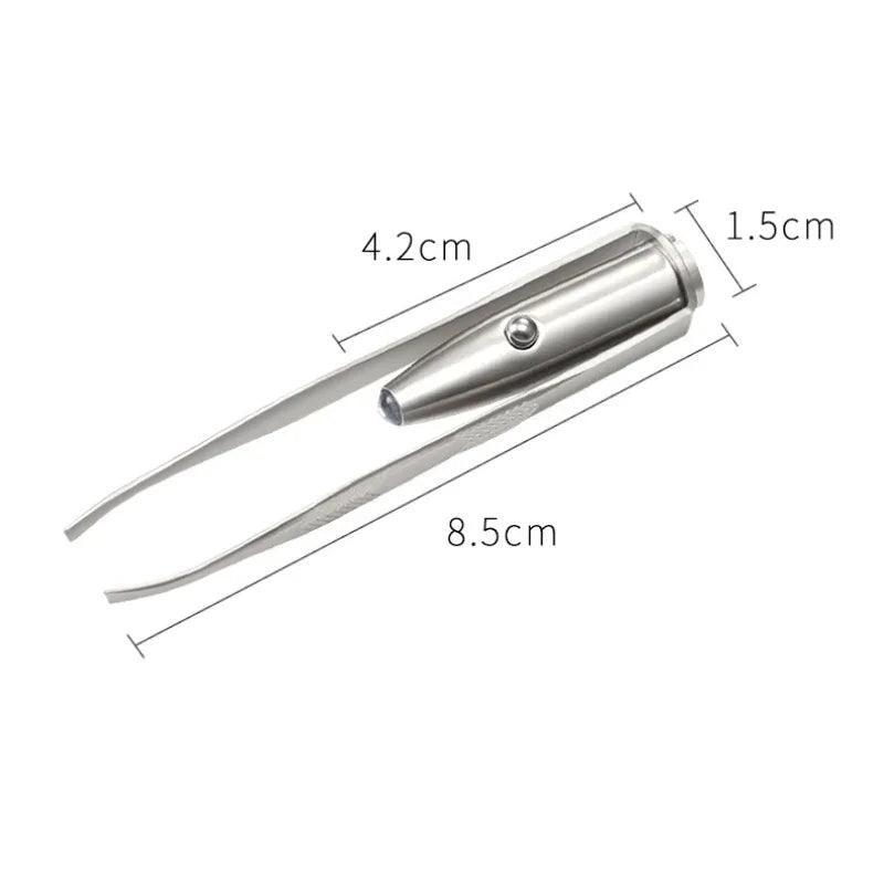 Portable Stainless Steel Led Make Up LED Light Eyelash Eyebrow Clip Tweezer Set Smart Design Hair Remove Tweezer Makeup Tool