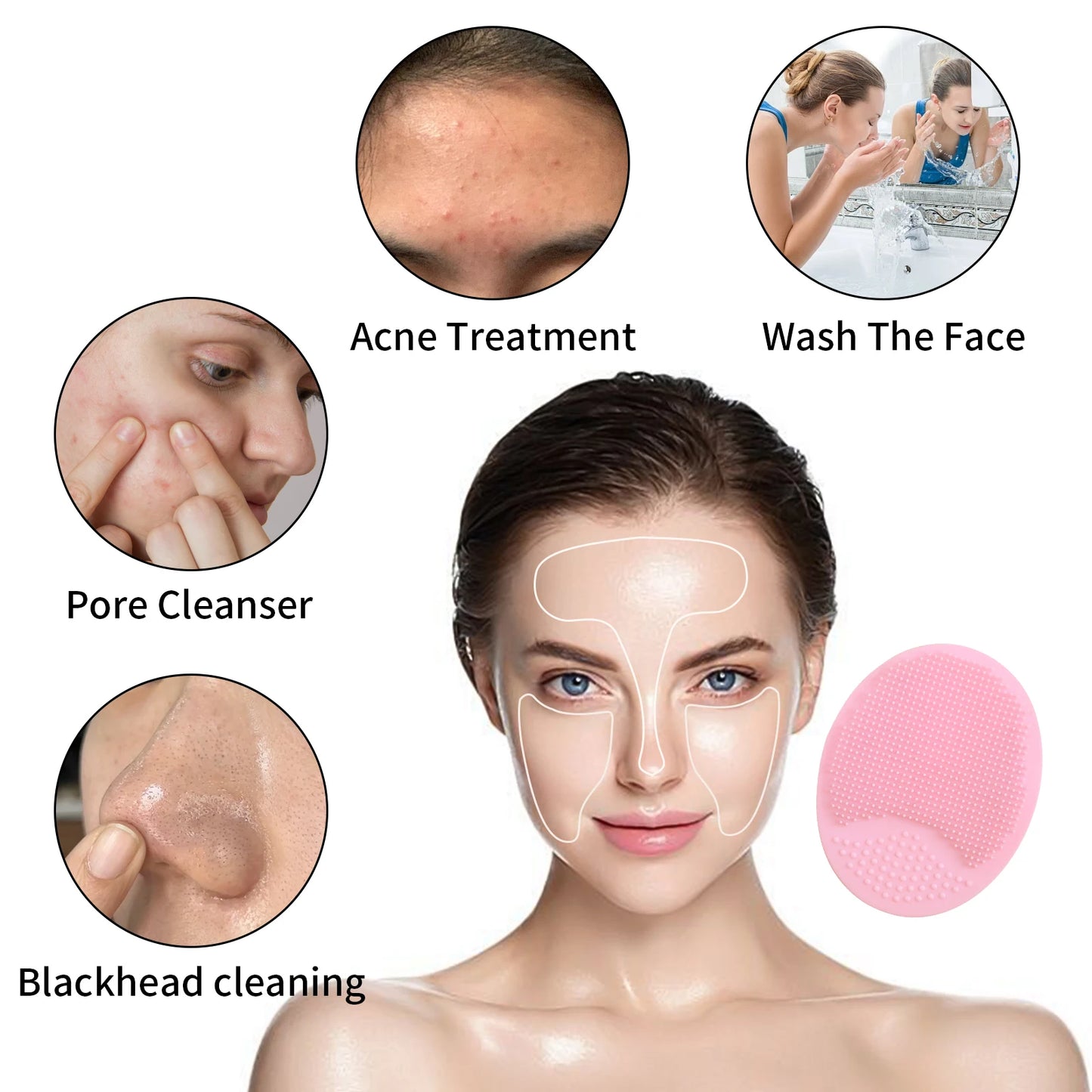 Wash a face to brush,1pcs Silicone Cute Sucker mini Cleansing cleaning brush for Face Washing