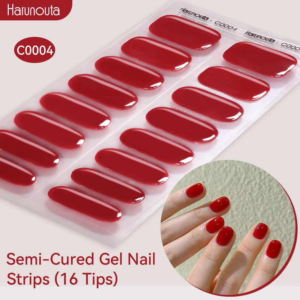 Gradient Auroras Semi Cured Gel Nail Strips Sparkly Shinning DIY Gel Polish Stickers for Nails Works with UV/LED Nail Lamps