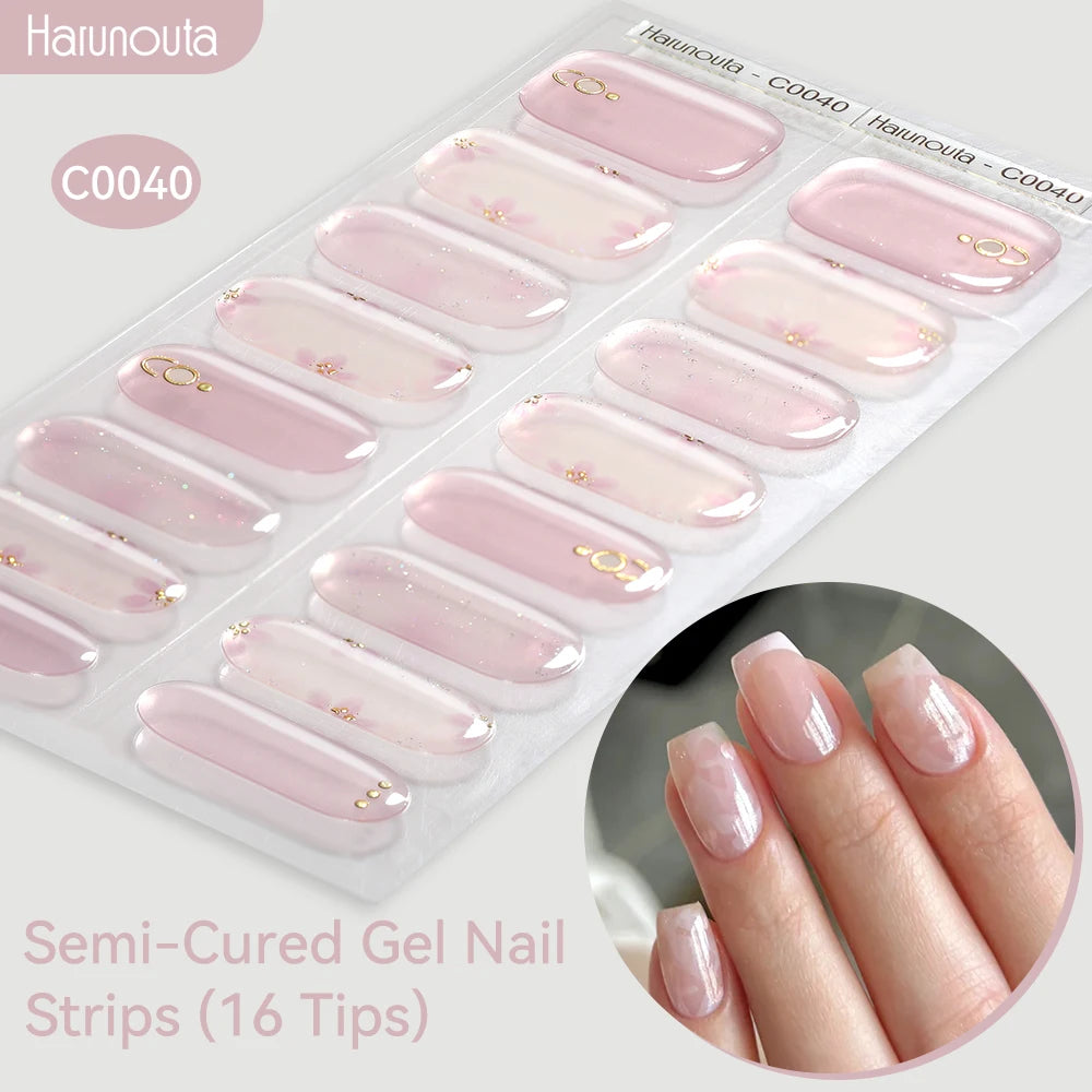 Gradient Auroras Semi Cured Gel Nail Strips Sparkly Shinning DIY Gel Polish Stickers for Nails Works with UV/LED Nail Lamps